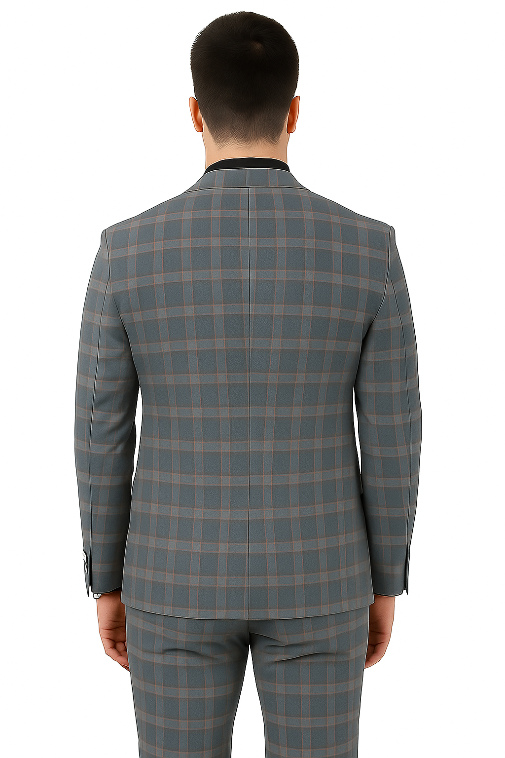 Big and Tall Business Suits - Suits For Big Man - Large Men's Grey  Windowpane   Vested Suits - 38 Short Jacket+32 Waist Adjustable 28to34)(Height: 5’4”to5’7”)(Neck 15-16.5)S-M)ggg