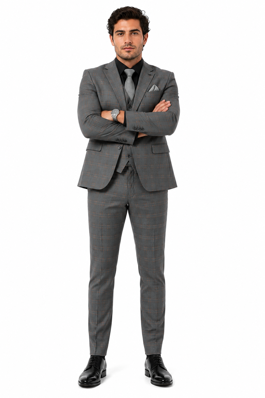 Big and Tall Business Suits - Suits For Big Man - Large Men's Grey  Windowpane   Vested Suits