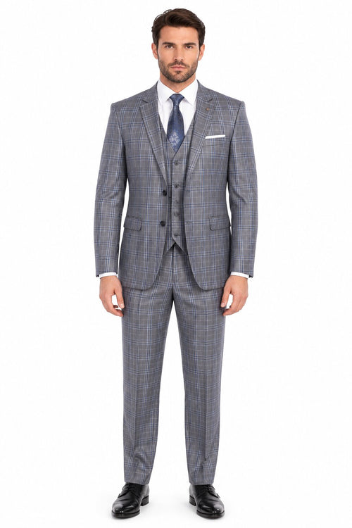 Big and Tall Suit -   Plaid Big and Tall 3 PC Suit