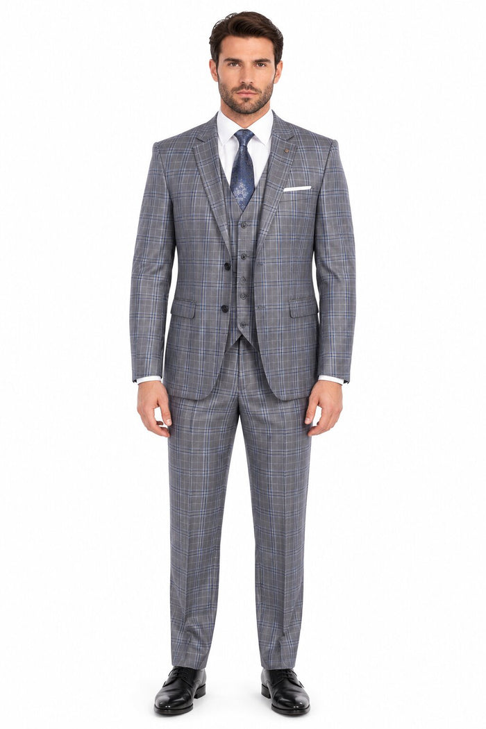 Big and Tall Suit -   Plaid Big and Tall 3 PC Suit