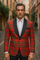 Big and Tall Holiday Jackets - Christmas Tartan Plaid Sport Jacket For Big Man in Color Red Tartan Scottish Pattern