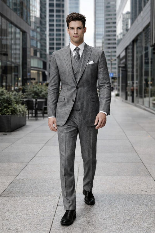 Big and Tall Suit - Grey Big and Tall Regular Fit 3 PC Suit-New Designer Collection