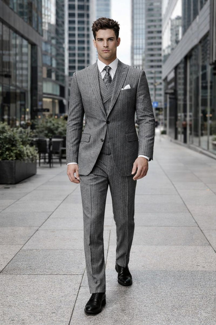 Big and Tall Suit - Grey Big and Tall Regular Fit 3 PC Suit-New Designer Collection