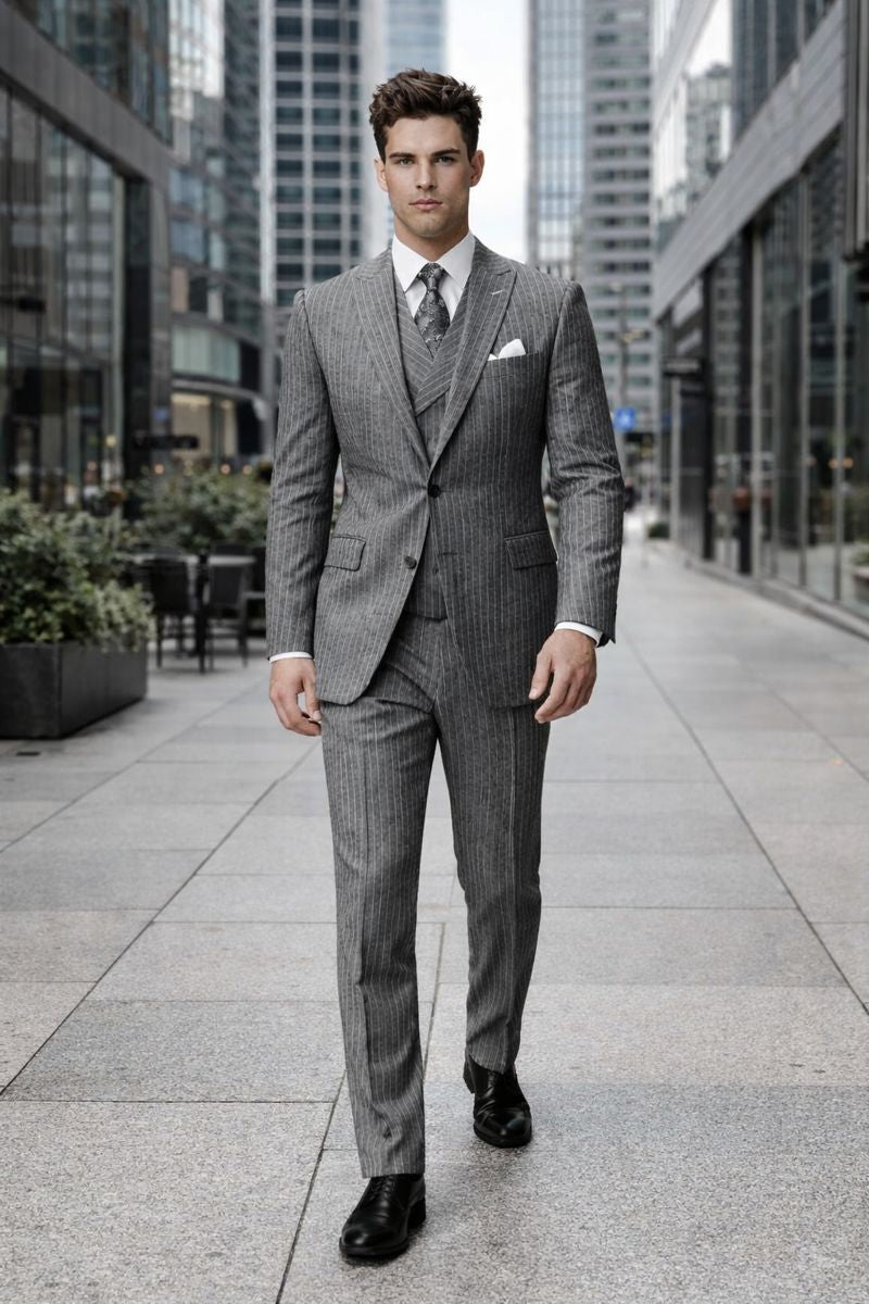 Big and Tall Suit - Grey Big and Tall Regular Fit 3 PC Suit-New Designer Collection