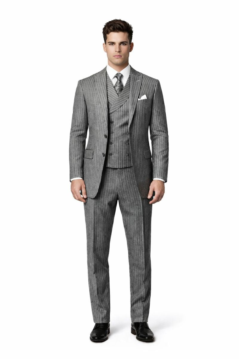Big and Tall Suit - Grey Big and Tall Regular Fit 3 PC Suit-New Designer Collection - 34 Short or Extra Small
