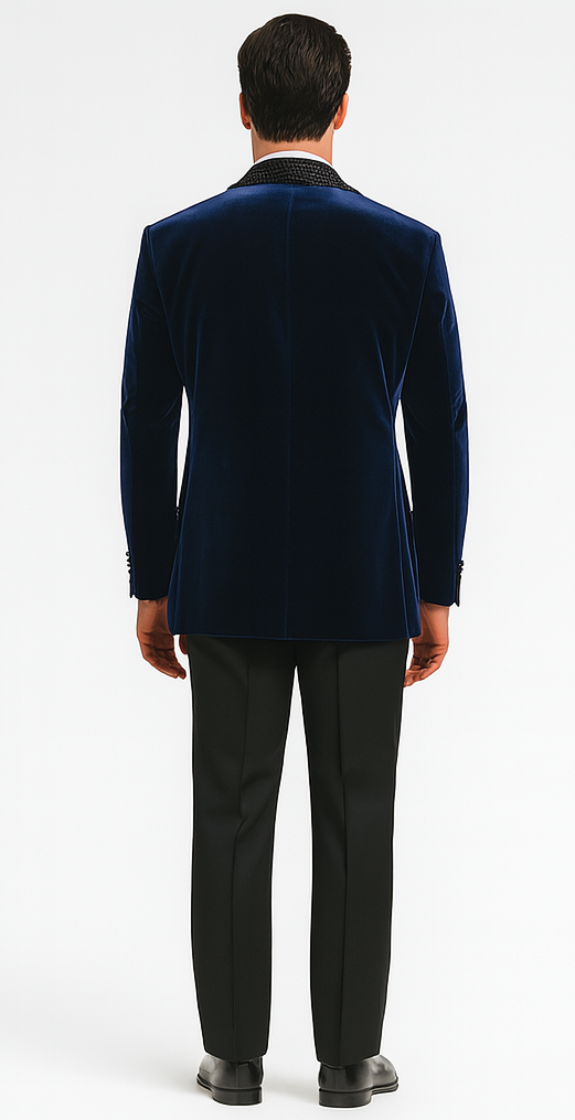 Big and Tall Velvet Blazer in Color Blue  - Sportcoat  Rhinestone-Embedded  Stacy Adams $179 - 34 Short or Extra Small