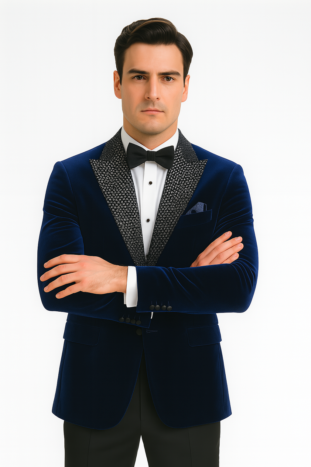 Big and Tall Velvet Blazer in Color Blue  - Sportcoat  Rhinestone-Embedded  Stacy Adams $179 - 34 Short or Extra Small
