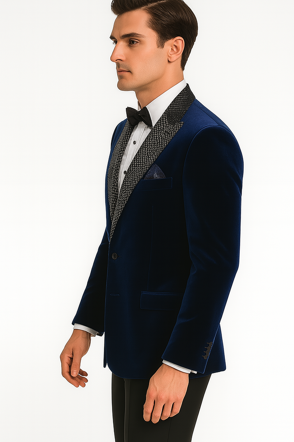 Big and Tall Velvet Blazer in Color Blue  - Sportcoat  Rhinestone-Embedded  Stacy Adams $179 - 34 Short or Extra Small
