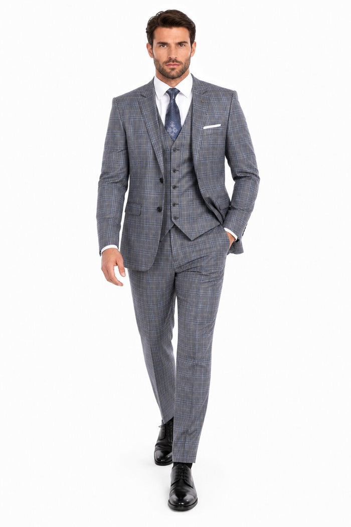 Big and Tall Suit -   Plaid Big and Tall 3 PC Suit