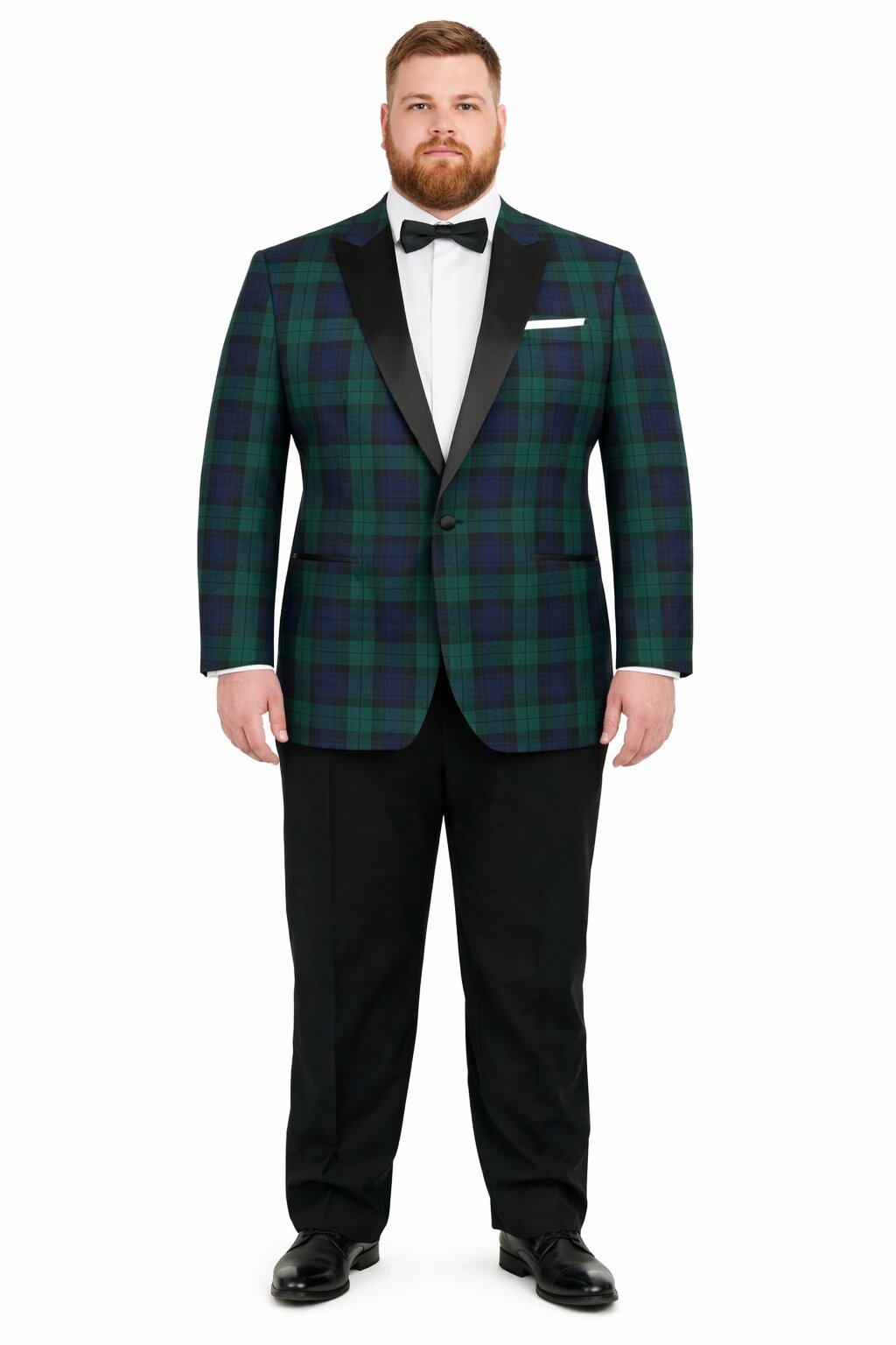 Big and Tall Holiday Jackets - Christmas Tartan Plaid Sport Jacket For Big Man in Color Green and Blue Tartan Scottish Pattern - S