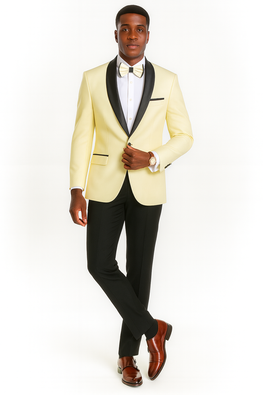 Big And Tall Suit For Men - Jacket + Pants + Bowtie + Pants - Ivory Suit - 34 Short or Extra Small