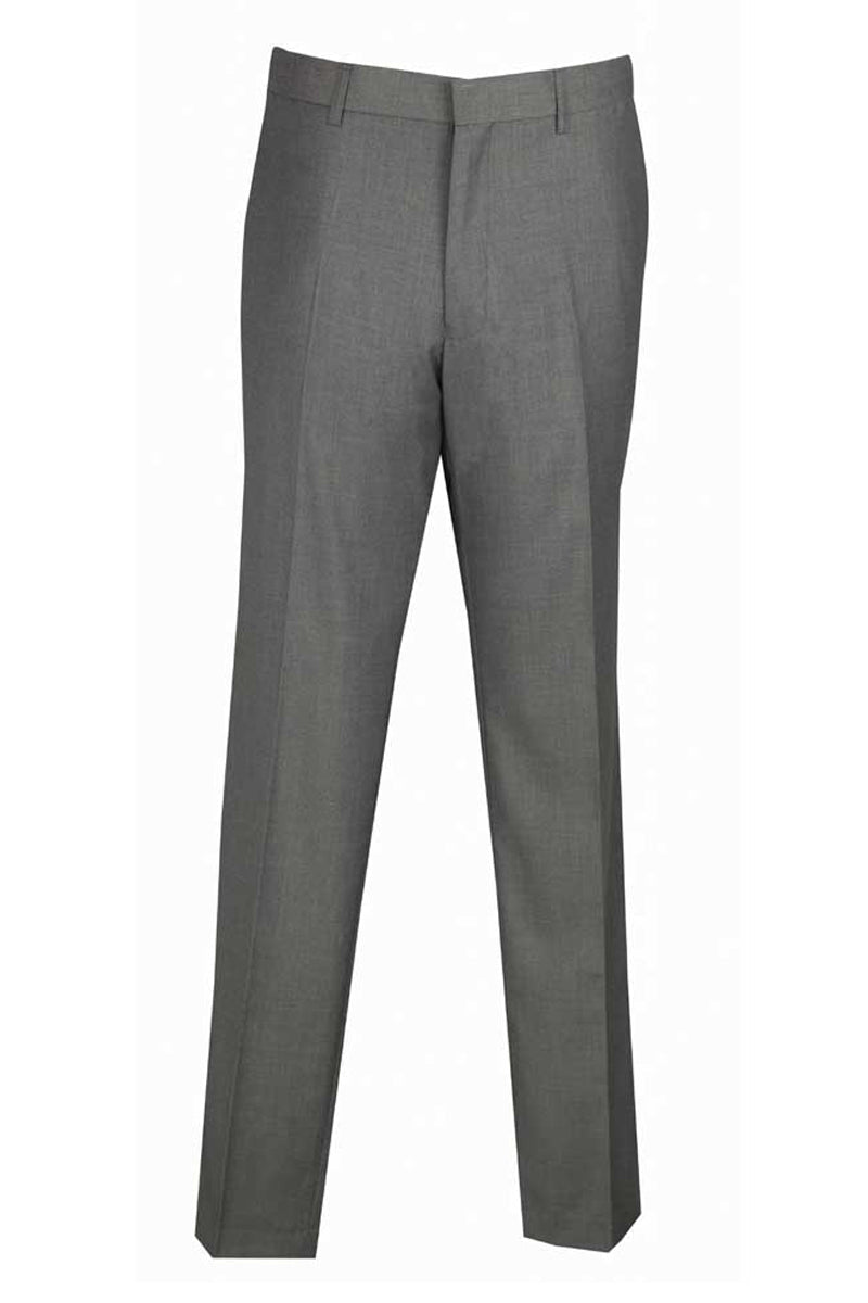 Mens Skinny Fit Wool Feel Flat Front Dress Slacks in Grey - 28W
