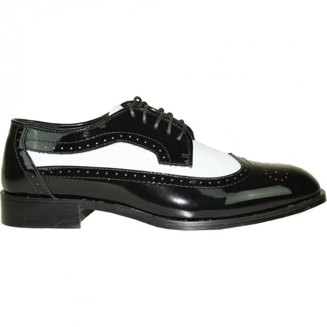 Black & White Wingtip Men's Tuxedo Shoes – Vintage Gatsby Spat Dress Shoes - 6