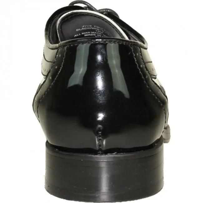 Black & White Wingtip Men's Tuxedo Shoes – Vintage Gatsby Spat Dress Shoes - 6