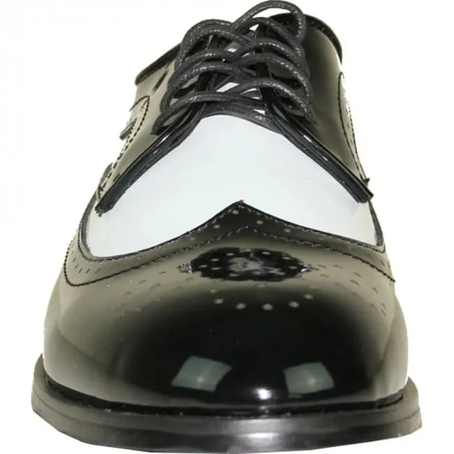 Black & White Wingtip Men's Tuxedo Shoes – Vintage Gatsby Spat Dress Shoes - 6