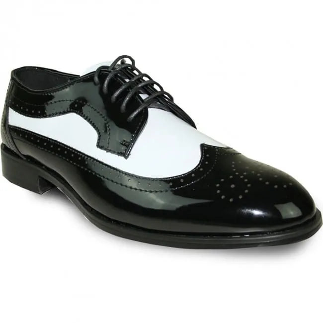 Black & White Wingtip Men's Tuxedo Shoes – Vintage Gatsby Spat Dress Shoes - 6
