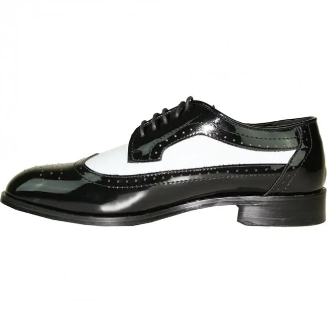 Black & White Wingtip Men's Tuxedo Shoes – Vintage Gatsby Spat Dress Shoes - 6