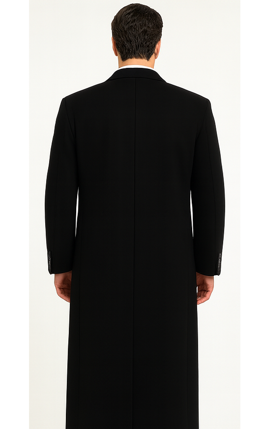 Black Cashmere Chesterfield Overcoat â€“ 1920s Full Length Topcoat