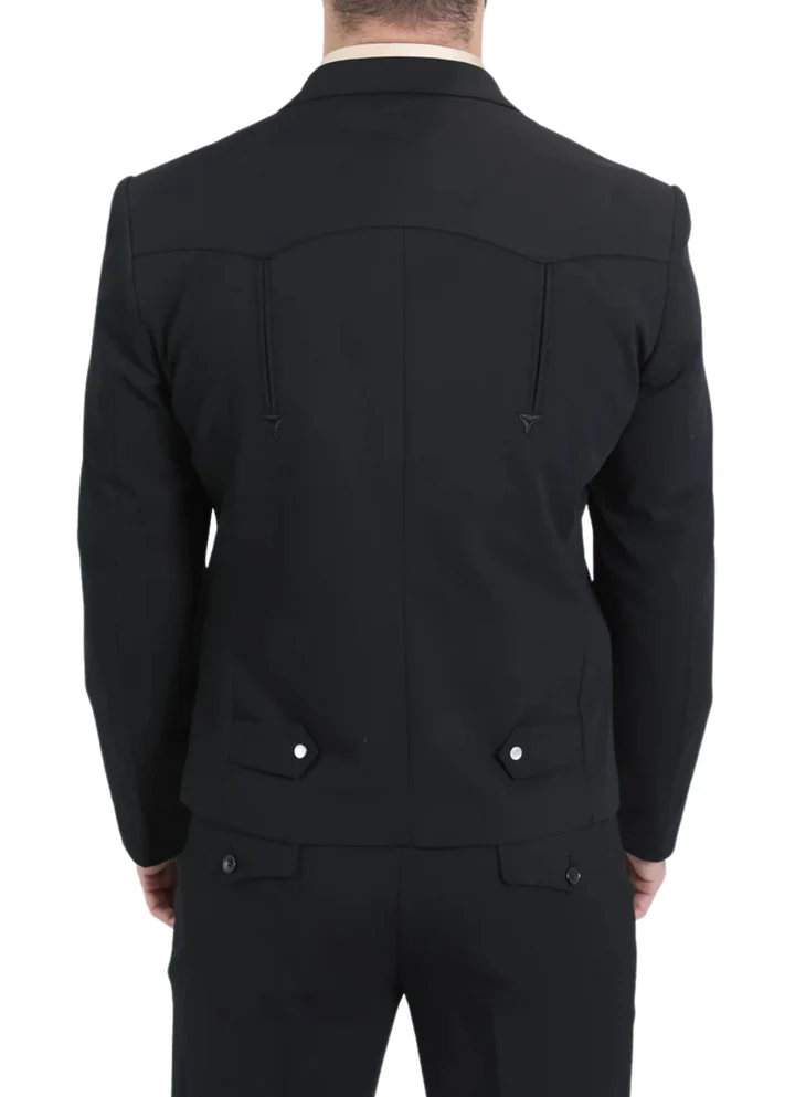 Black Western Suit Set for Men – Stylish Formal Wedding and Business Suit - 34 Short or Extra Small