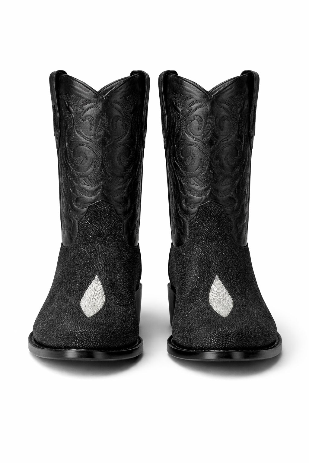 Los Altos Boots Single Stone Stingray R-Toe Black Cowboy Botas De Mantarraya - Mantarraya Boots - 6.0 Standard / D / Medium