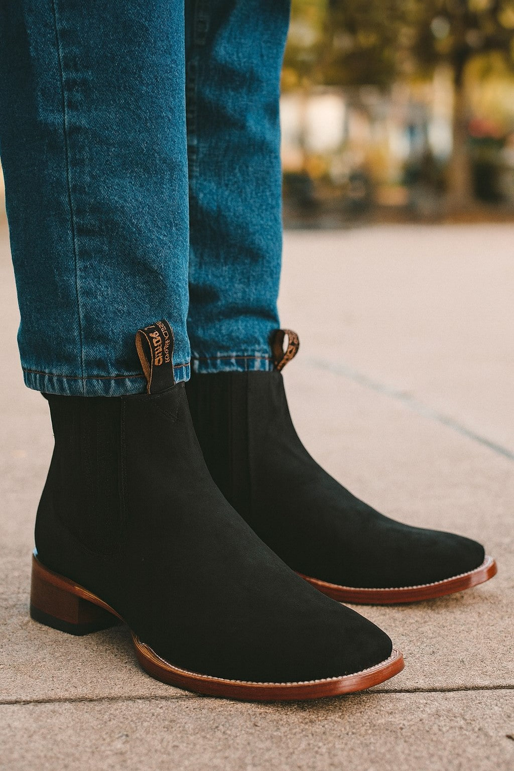 Black Men's Los Altos Boots Nobuk Charro Botines Handcrafted - 6EE