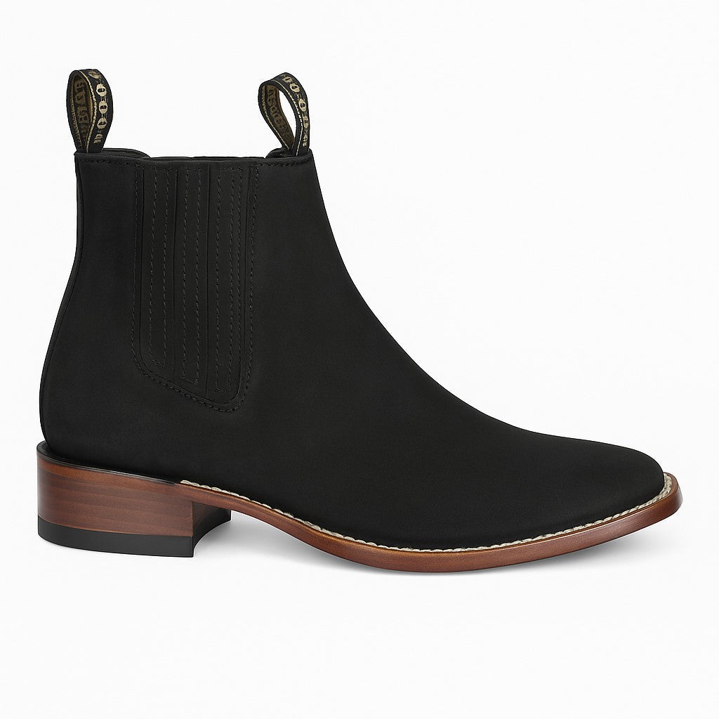 Black Men's Los Altos Boots Nobuk Charro Botines Handcrafted - 6EE