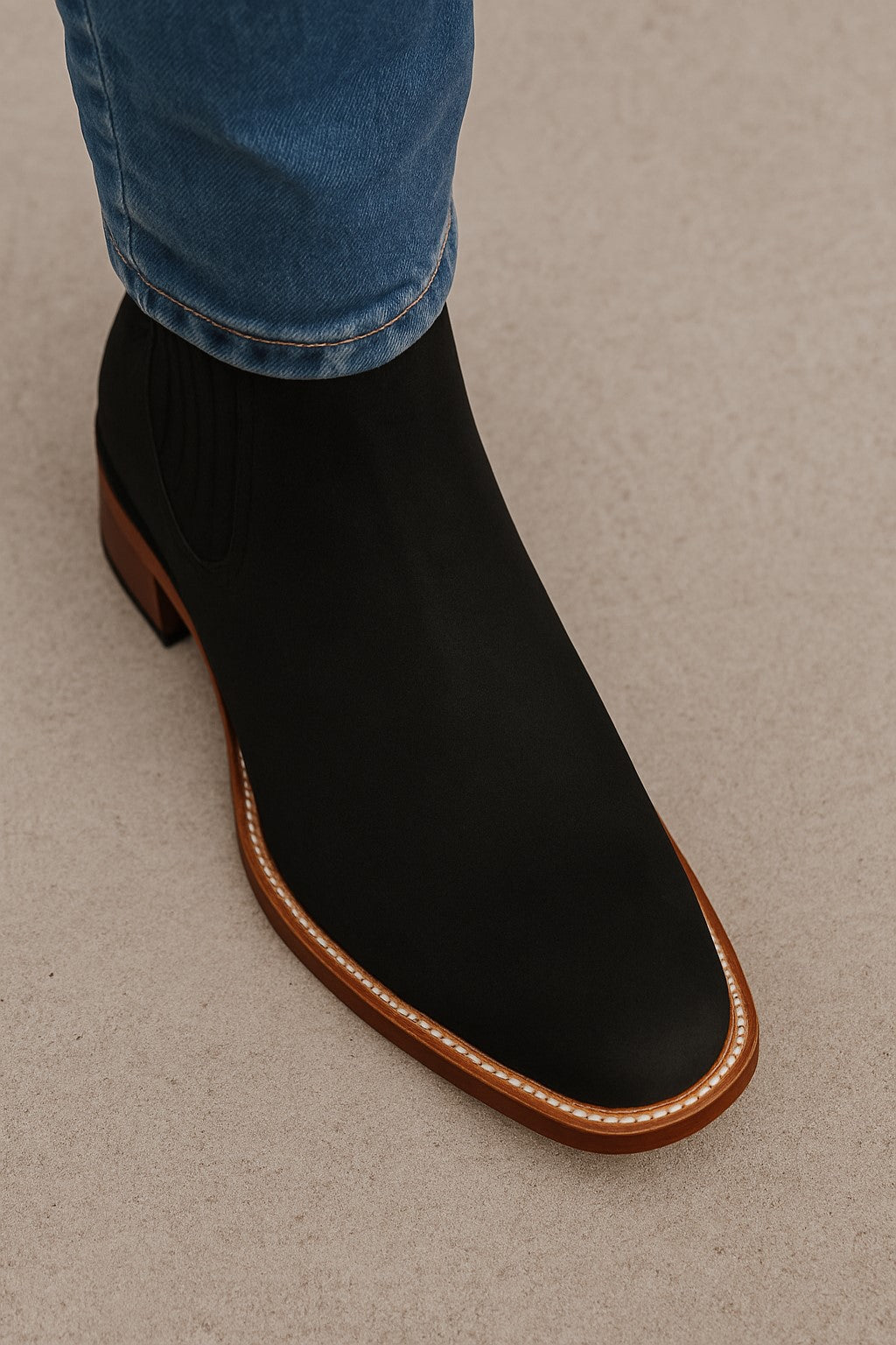 Black Men's Los Altos Boots Nobuk Charro Botines Handcrafted - 6EE