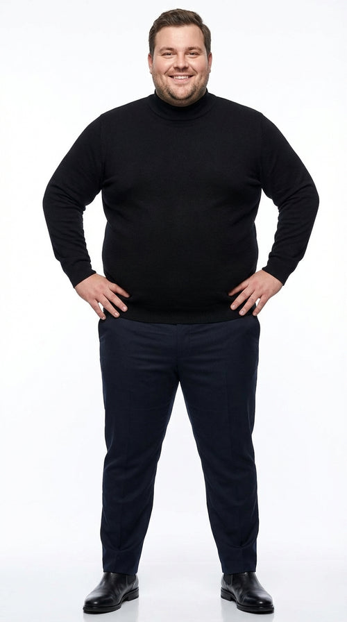Black mock neck sweater pullover for men cotton blend long sleeve knit