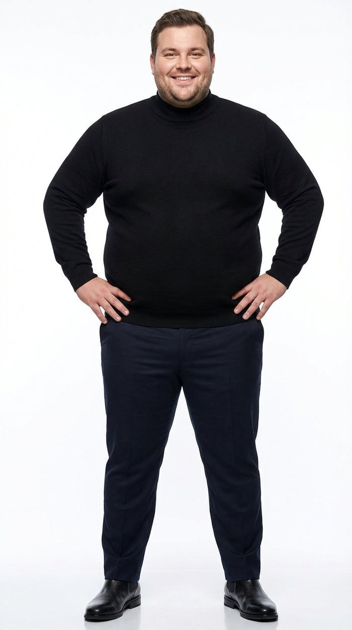 Black mock neck sweater pullover for men cotton blend long sleeve knit