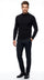 Black mock neck sweater pullover for men cotton blend long sleeve knit