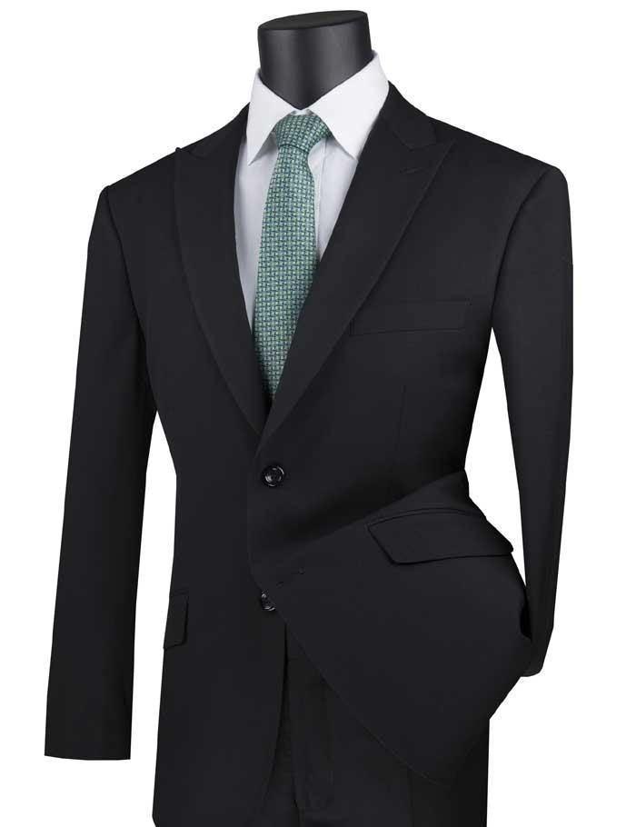 Black Modern Fit Peak Lapel Suit - 36 Short  - 30 Waist