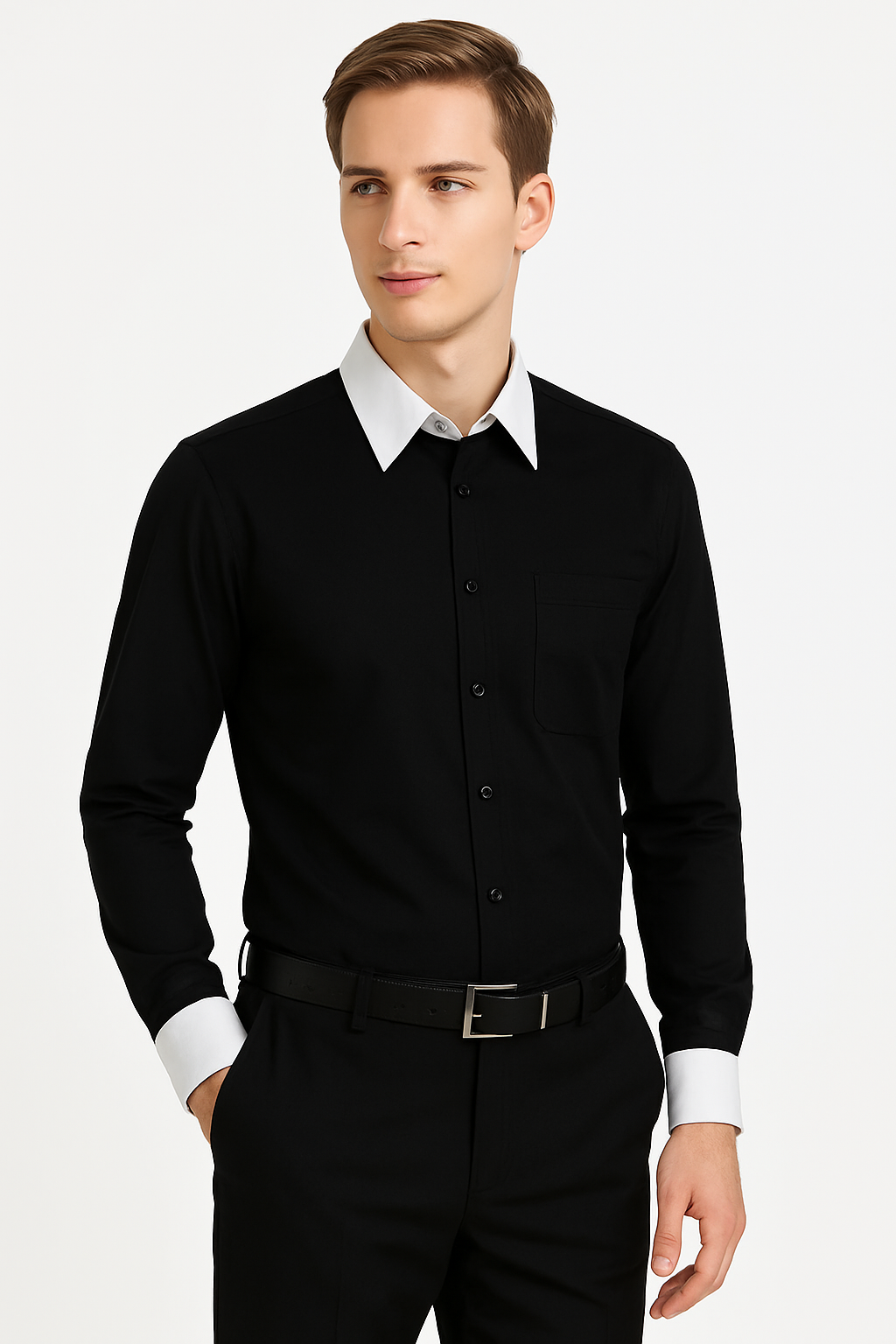 Classic Stylish Fashionable -White Collar Two Toned Contrast white collars Multi-color Men's Dress Shirt