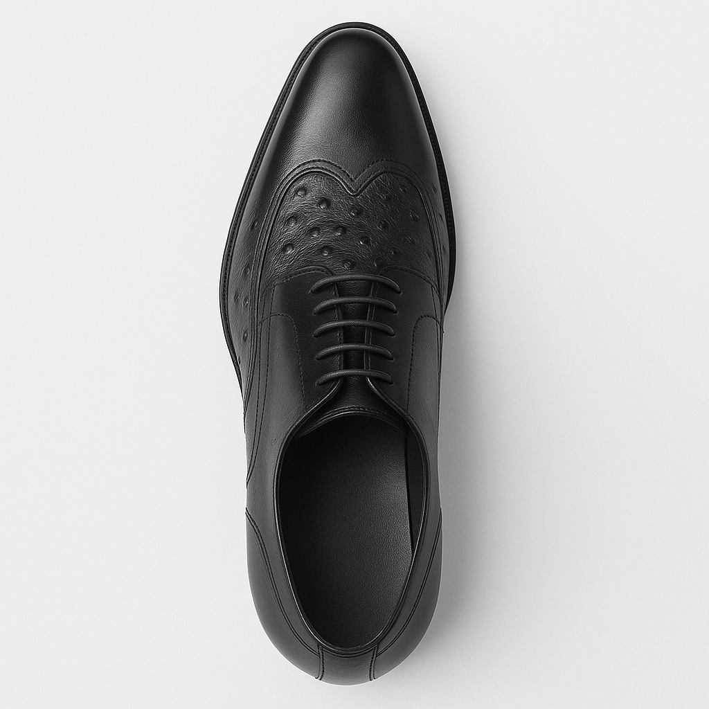 Mens Carrucci Ostrich Embossed Leather Wingtip Dress Shoe in Oxblood - 8