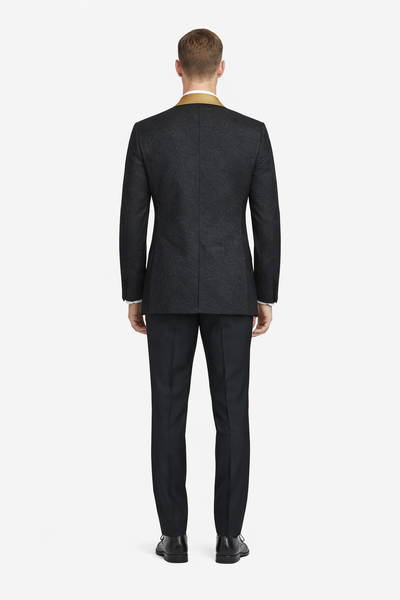 Black Paisley Suit - Wedding Prom 2026 Suit - Black Tuxedo-New Designer Collection
