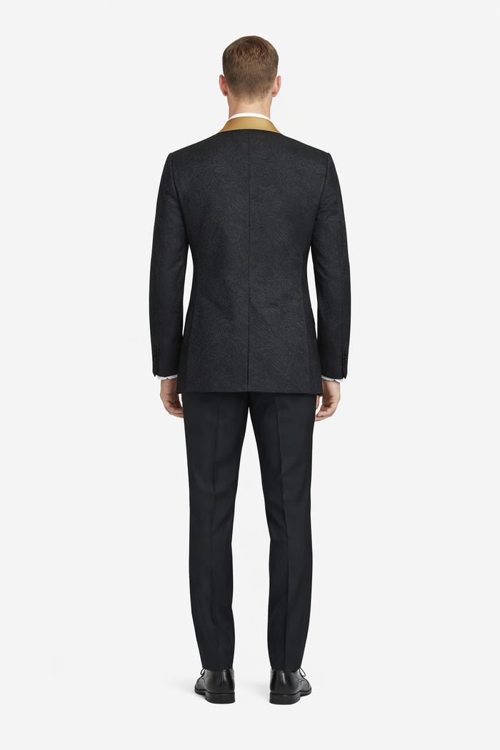 Black Paisley Suit - Wedding Prom 2026 Suit - Black Tuxedo-New Designer Collection