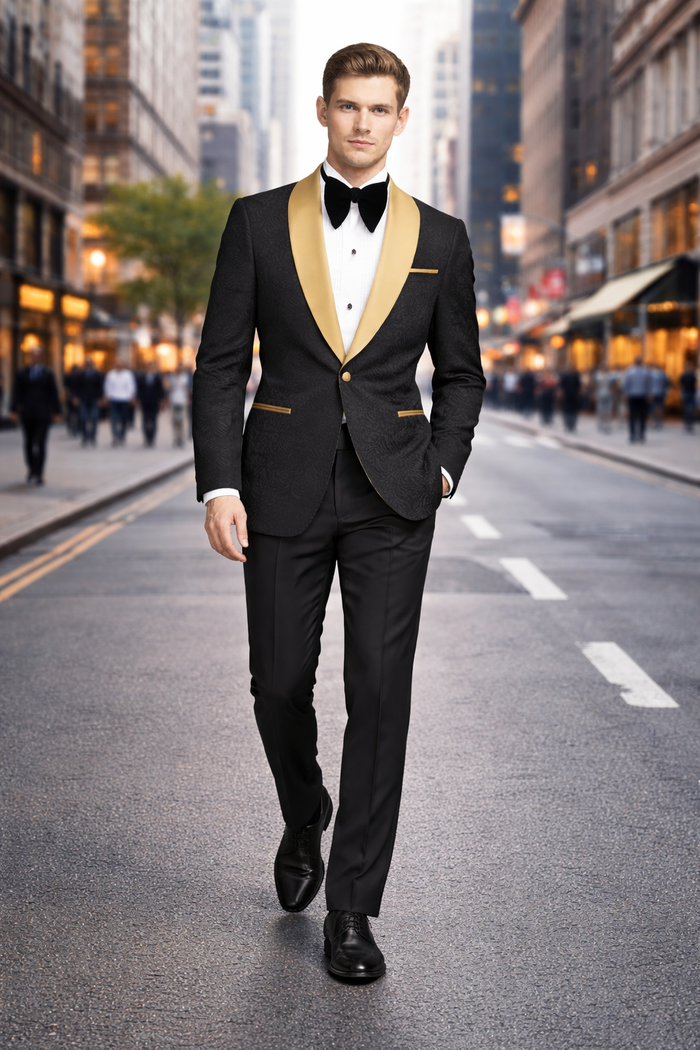 Black Paisley Suit - Wedding Prom 2026 Suit - Black Tuxedo-New Designer Collection