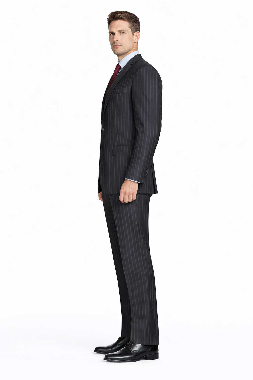 Black Pinstripe Bold Bold Chalk Stripe Pinstripe Suit-New Designer Collection - 34 Short or Extra Small