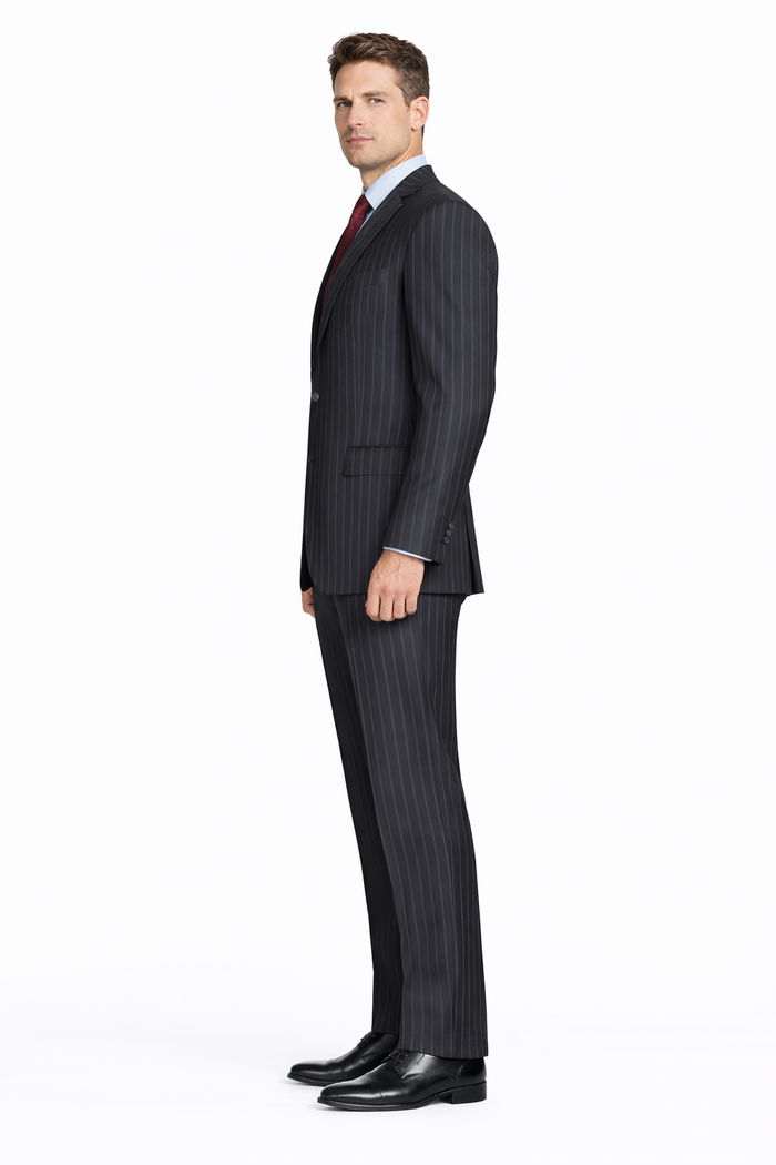 Black Pinstripe Bold Bold Chalk Stripe Pinstripe Suit-New Designer Collection