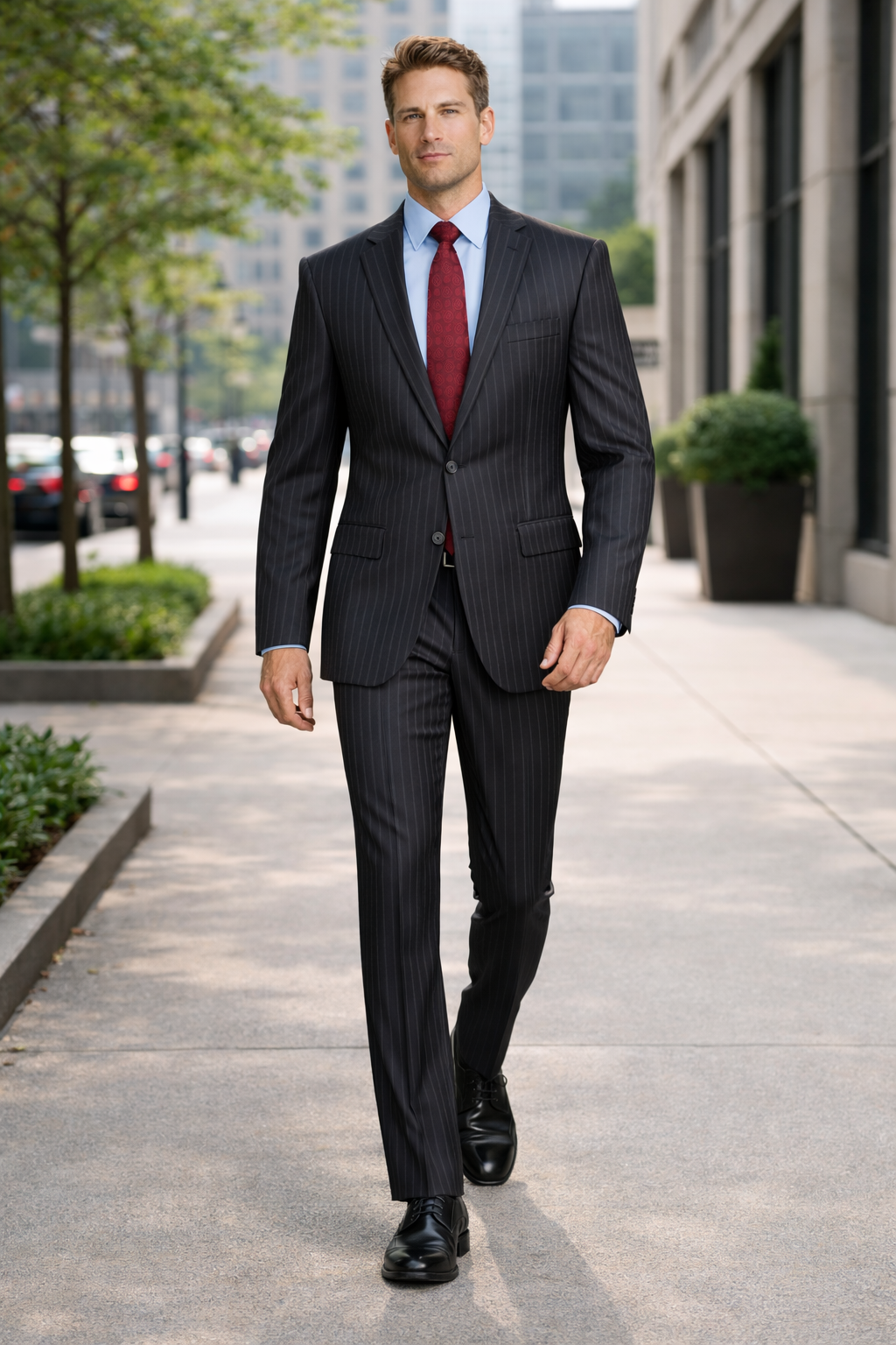 Black Pinstripe Bold Bold Chalk Stripe Pinstripe Suit-New Designer Collection - 34 Short or Extra Small