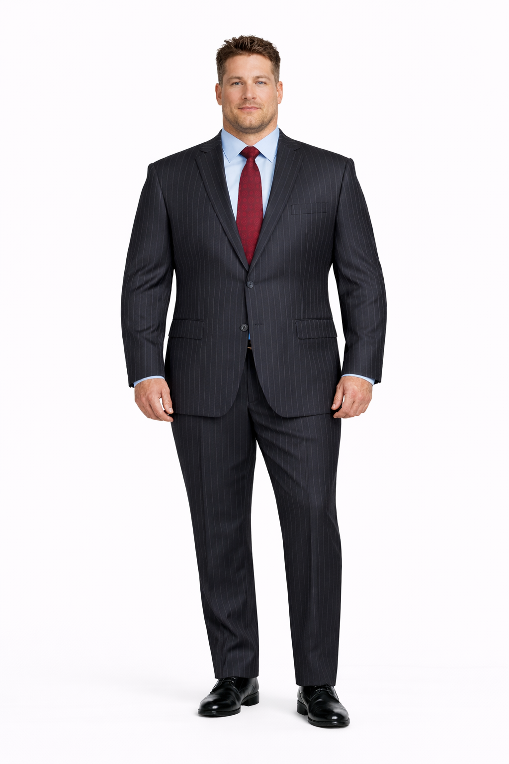 Black Pinstripe Bold Bold Chalk Stripe Pinstripe Suit-New Designer Collection - 34 Short or Extra Small