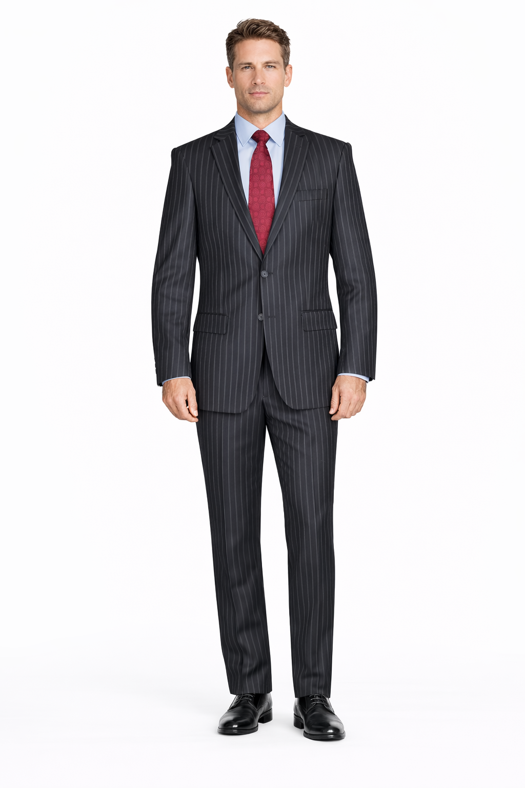 Black Pinstripe Bold Bold Chalk Stripe Pinstripe Suit-New Designer Collection
