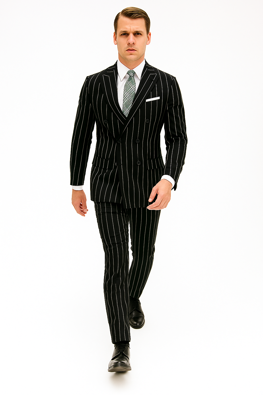 Black Pinstripe Suit - Gangster Suit - 1920's Suit - New Arrival - Coat Size 38