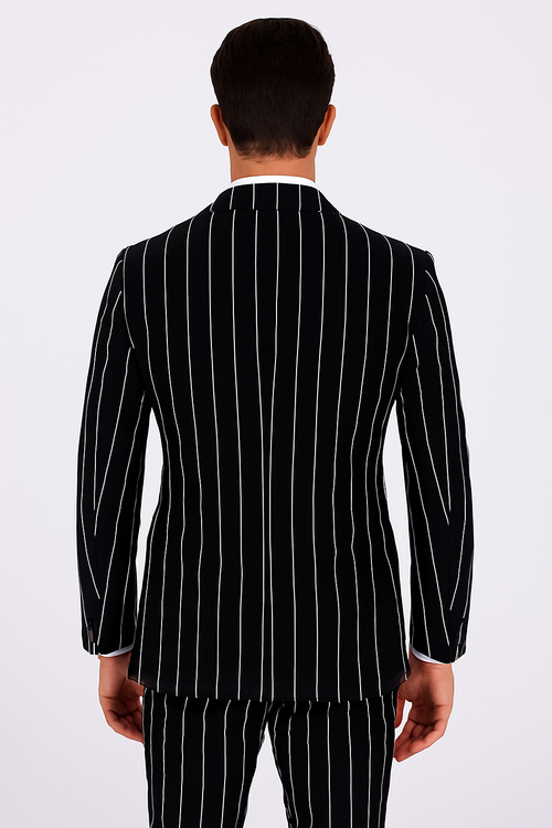 Black Pinstripe Suit - Gangster Suit - 1920's Suit - Double Breasted Suit
