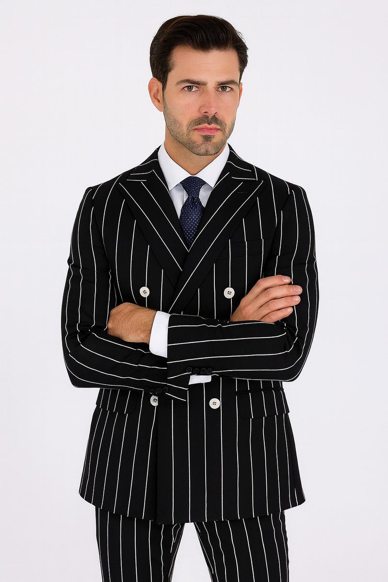 Royal Blue Pinstripe Suit - Gangster Suit - 1920's Suit main image 0