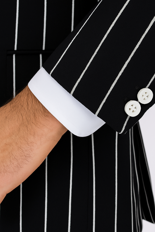 Black Pinstripe Suit - Gangster Suit - 1920's Suit - Double Breasted Suit