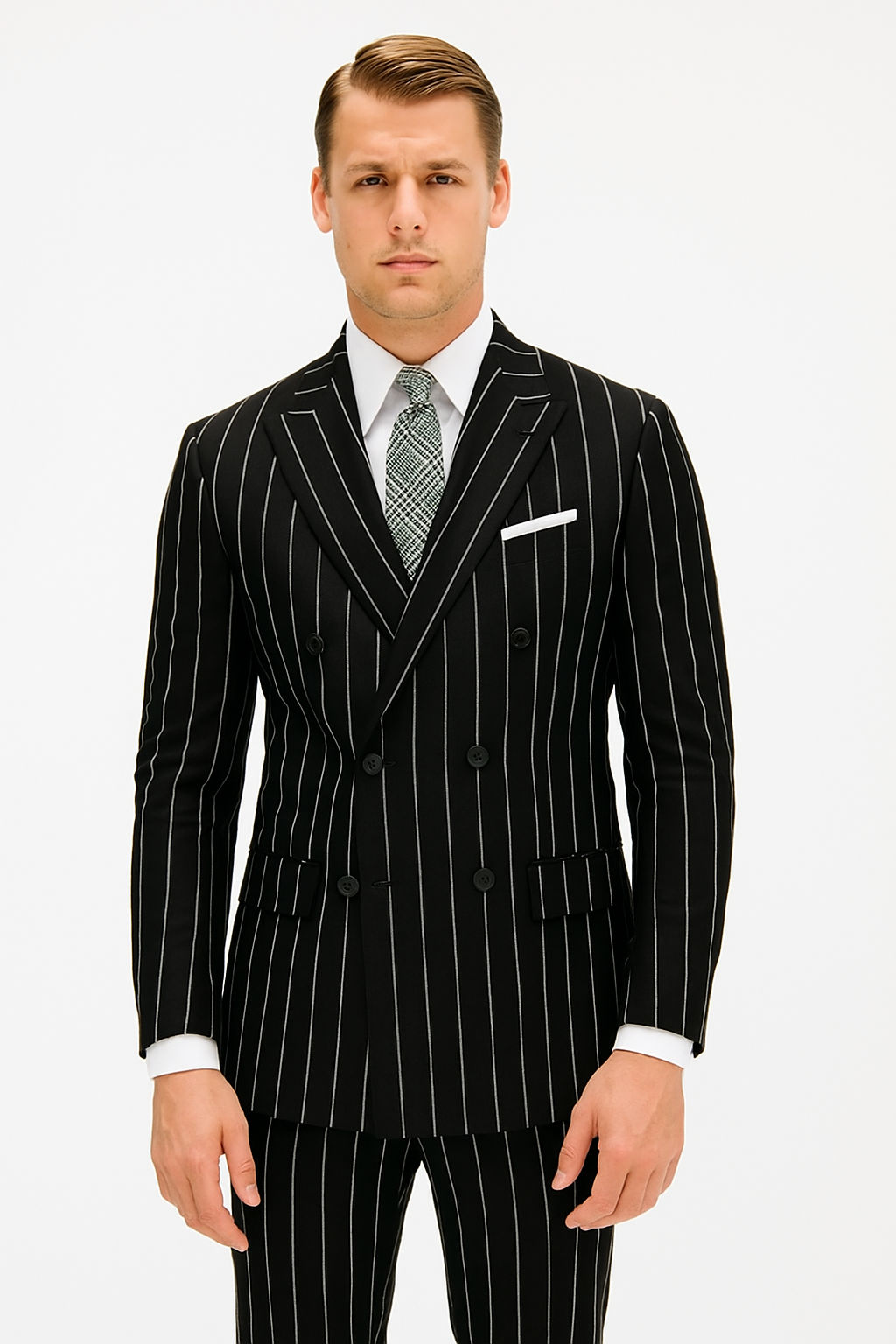 Black Pinstripe Suit - Gangster Suit - 1920's Suit - New Arrival - Coat Size 38