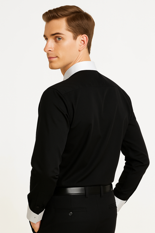 Classic Stylish Fashionable -White Collar Two Toned Contrast white collars Multi-color Men's Dress Shirt