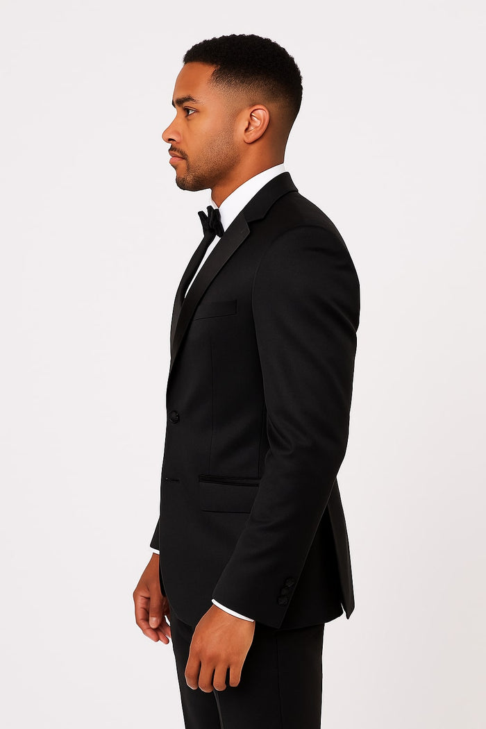 Black Satin Tuxedo Set â€“ 4-Piece Style for Weddings & Proms