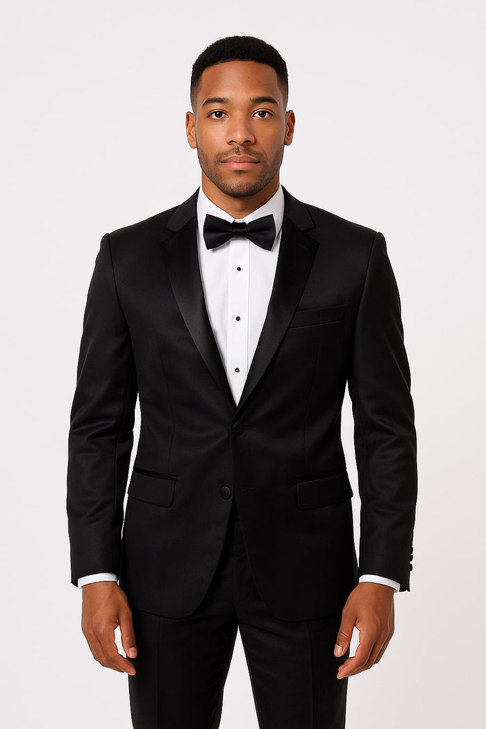 Black Satin Tuxedo Set â€“ 4-Piece Style for Weddings & Proms