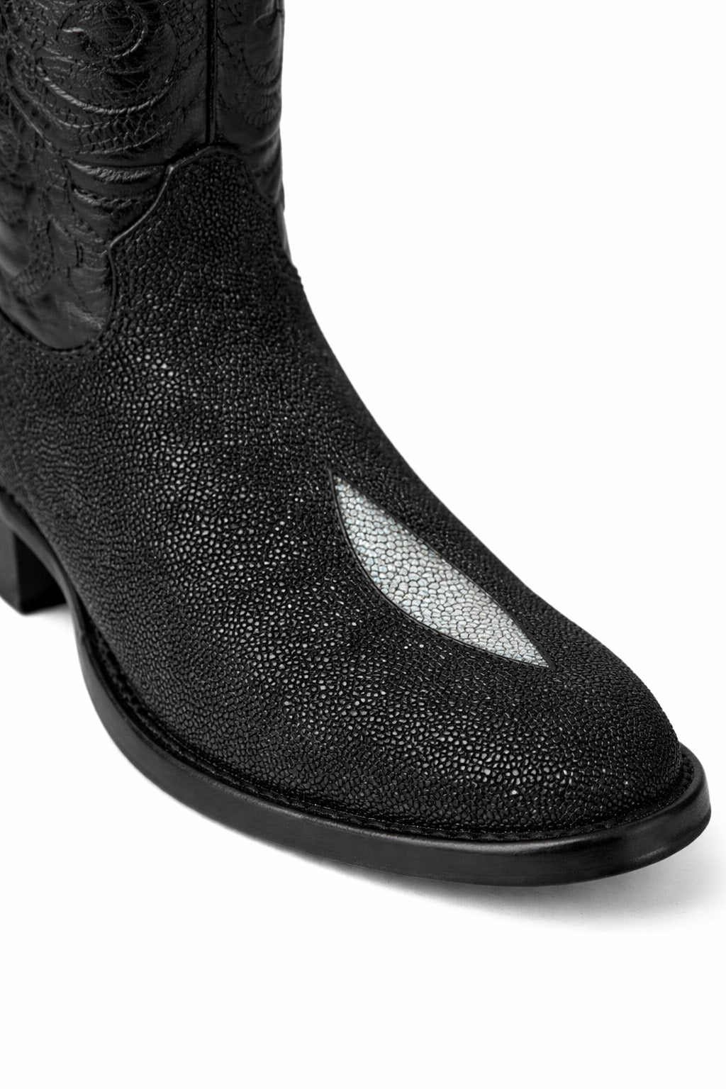 Los Altos Boots Single Stone Stingray R-Toe Black Cowboy Botas De Mantarraya - Mantarraya Boots - 6.0 Standard / D / Medium